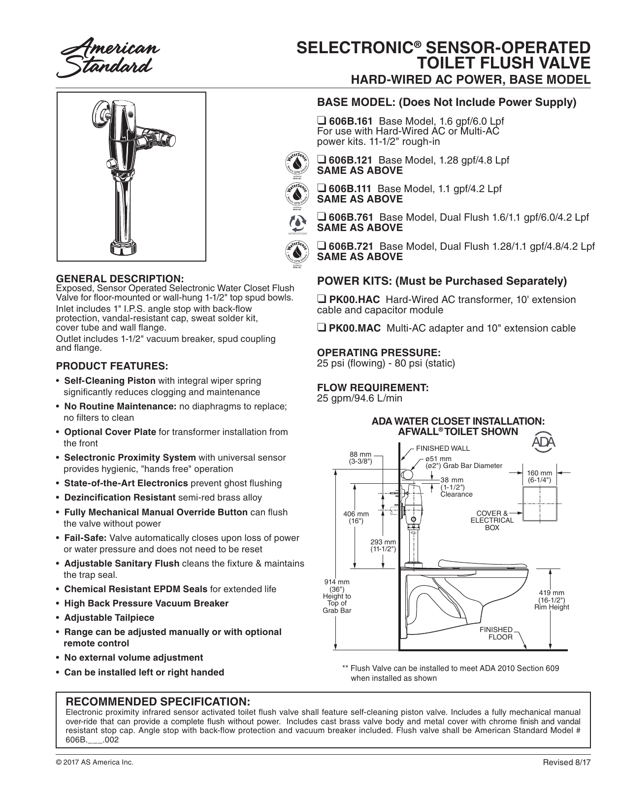selectronic® sensoroperated toilet flush valve Manualzz