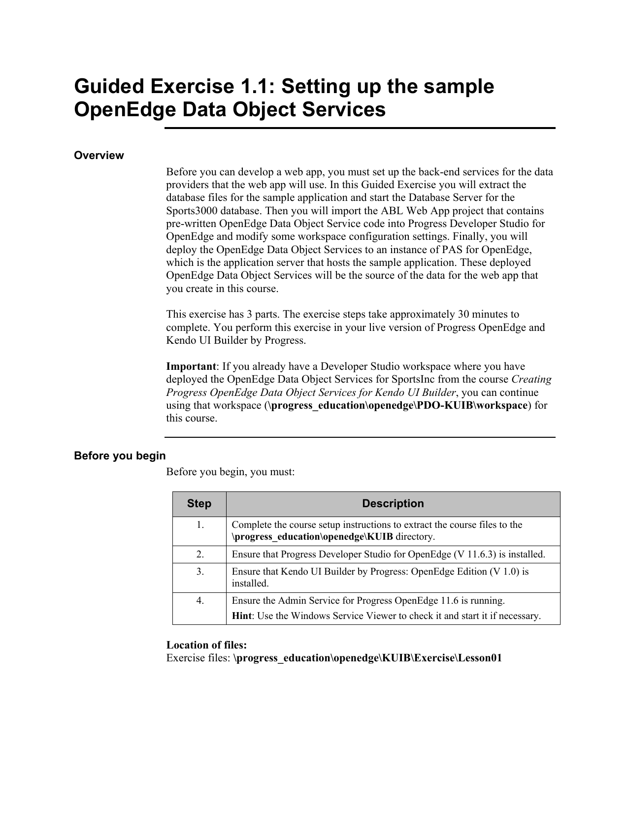 Guided Exercise : Setting up the sample OpenEdge Data Object | Manualzz