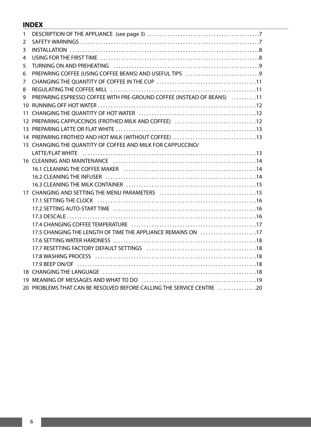 Delonghi PrimaDonna BuiltIn Coffee Machine Operating instructions