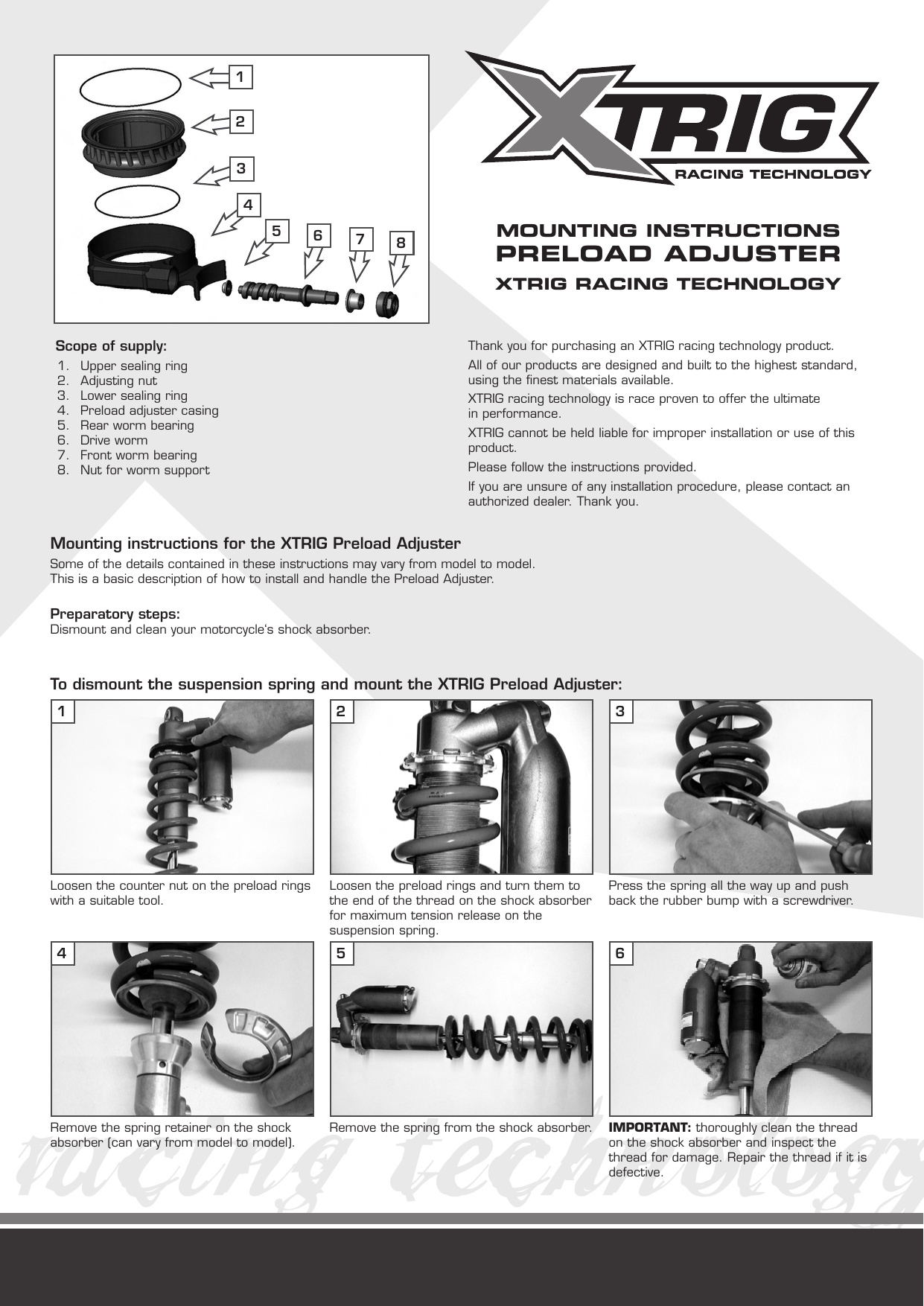 preload adjuster MXTech Manualzz