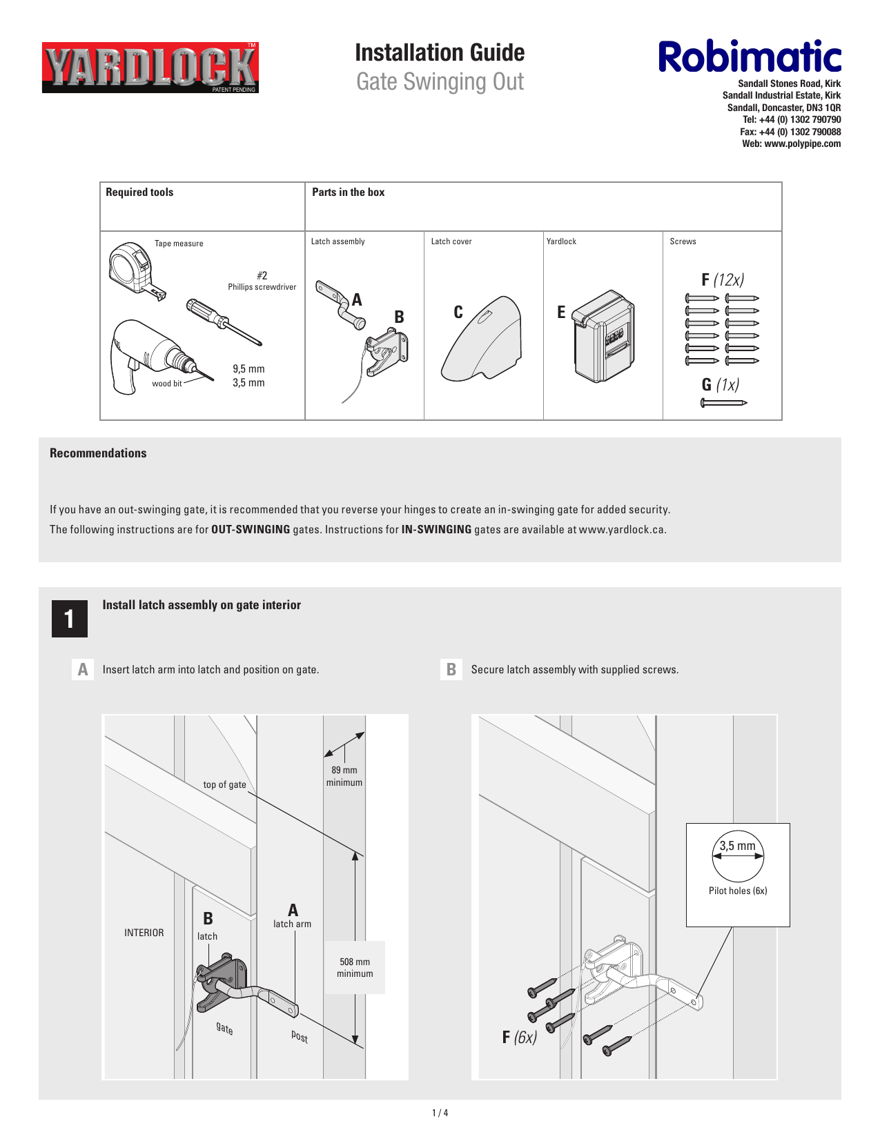 Installation Guide Gate Swinging Out Manualzz Com