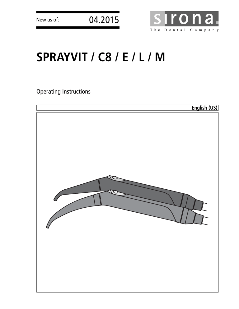 Sprayvit C8 E L M Sirona Manualzz