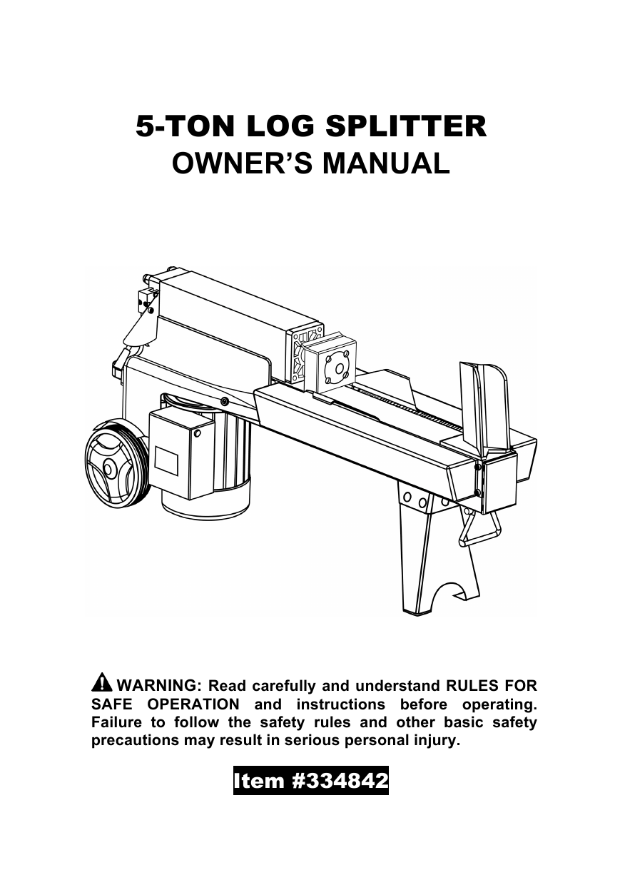 5ton log splitter owner`s manual Manualzz