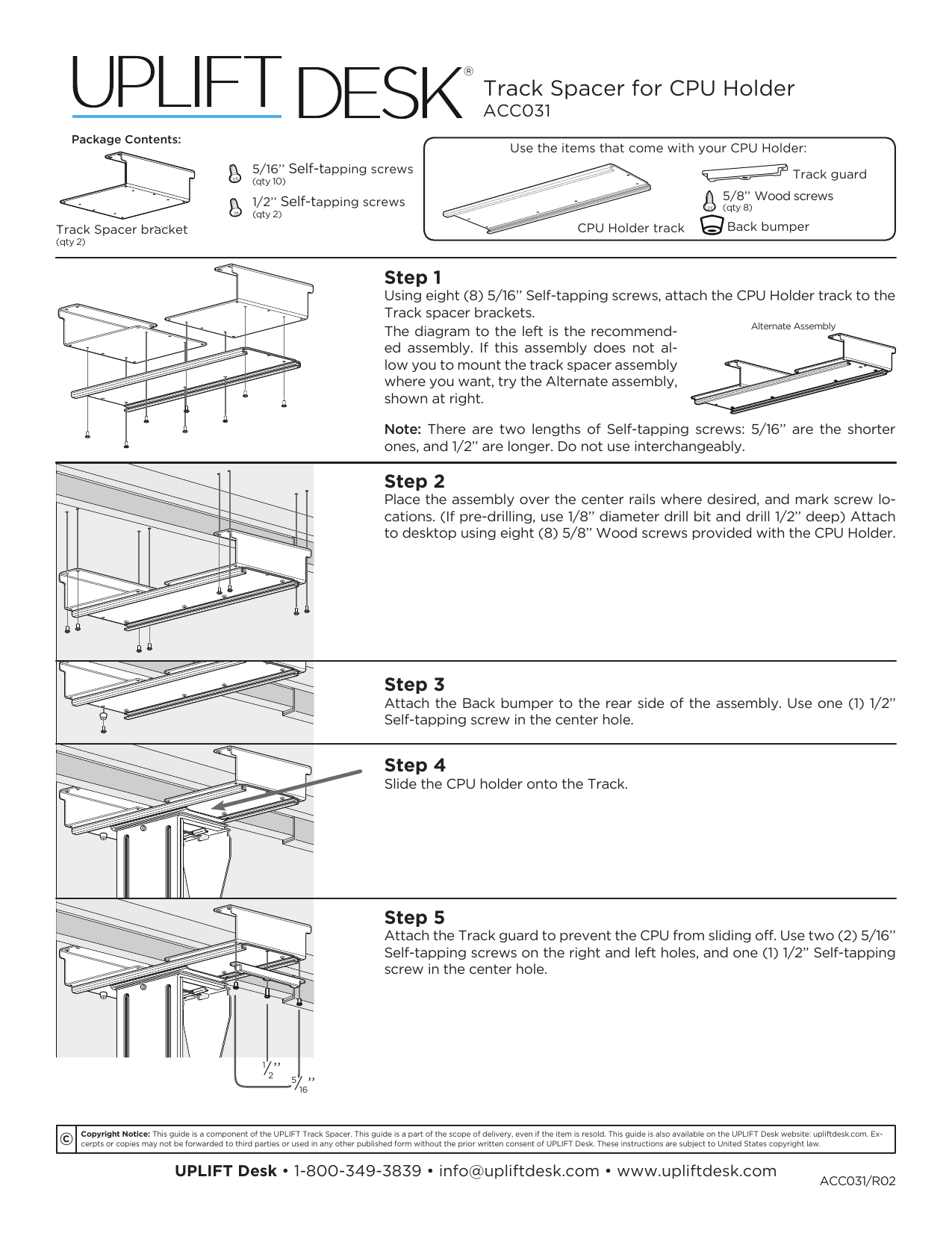 UPLIFT Track Spacer Instructions Manualzz
