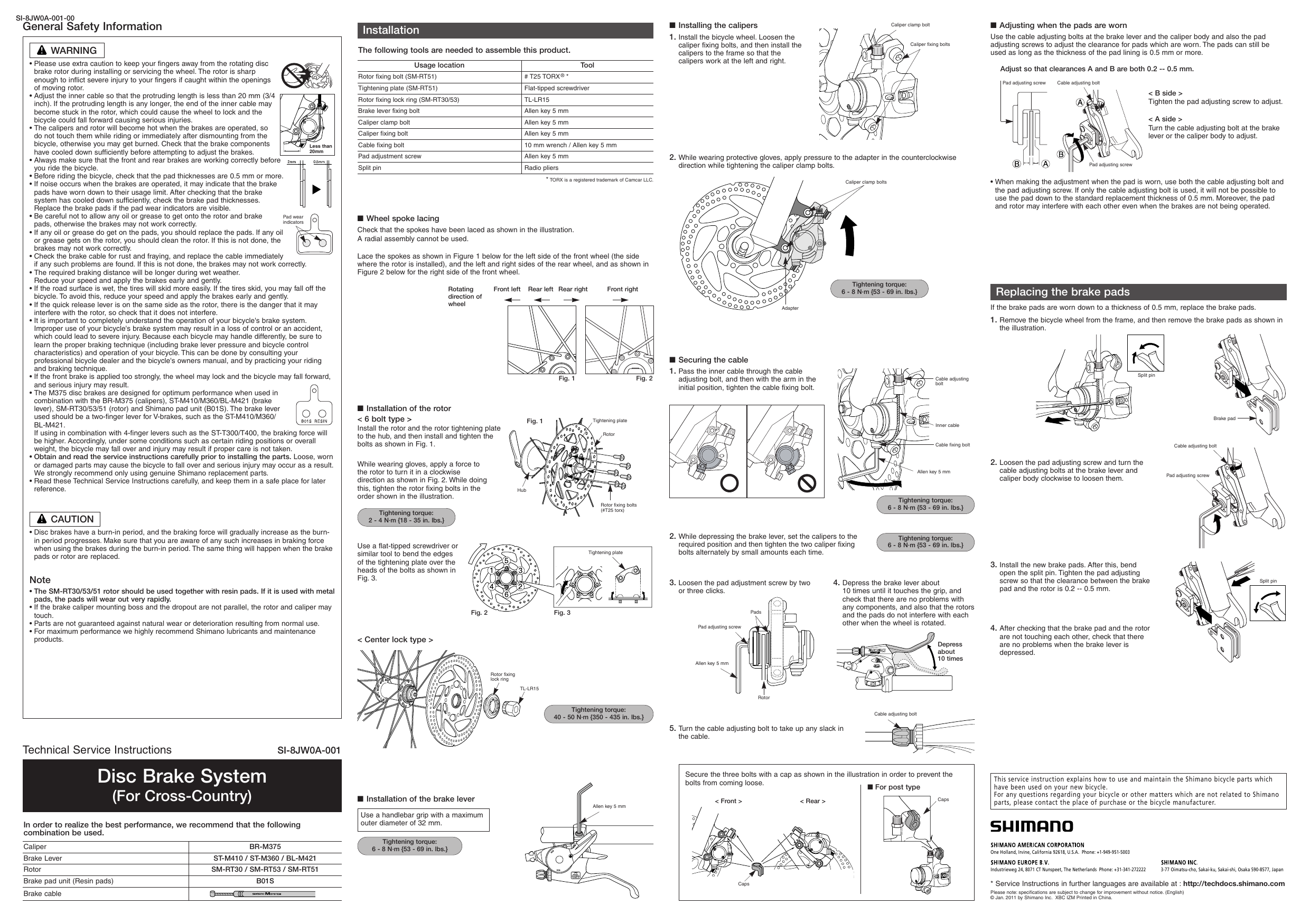 adjusting shimano disc brakes