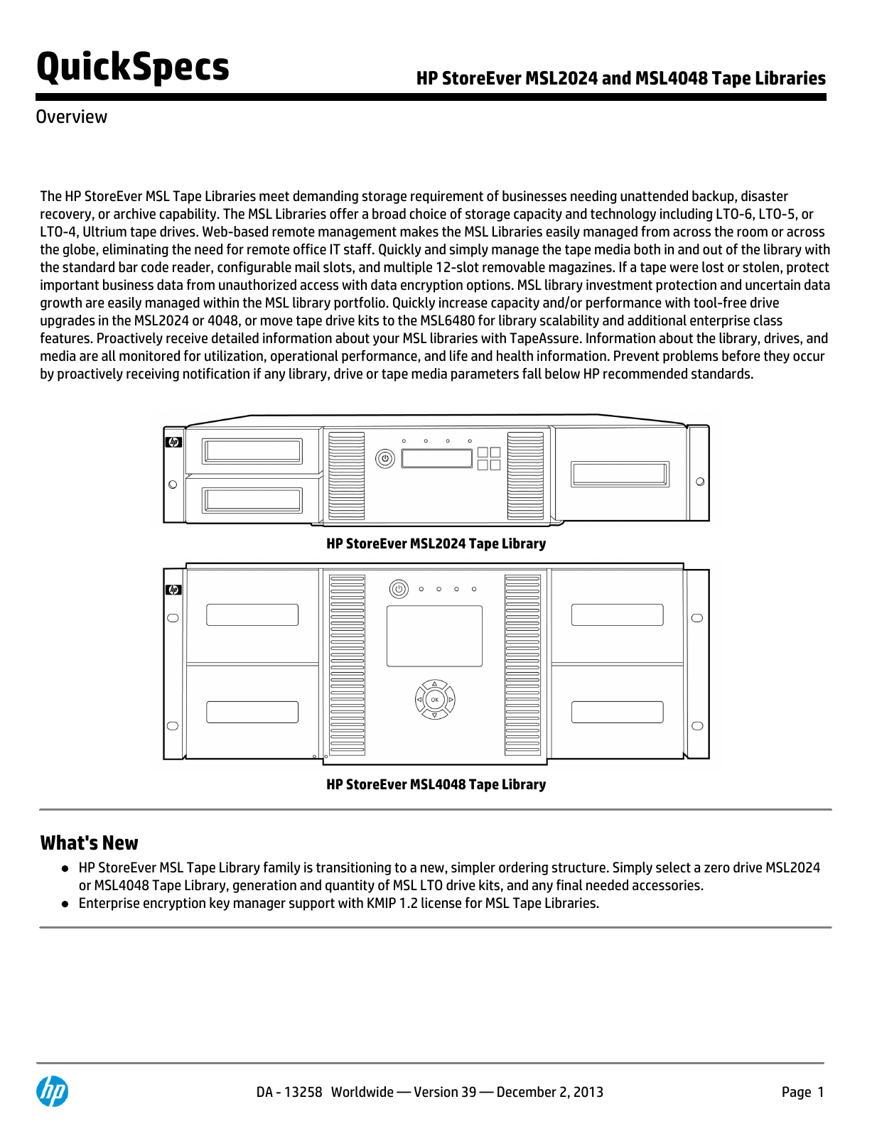 HP StoreEver MSL2024 and MSL4048 Tape Libraries Manualzz