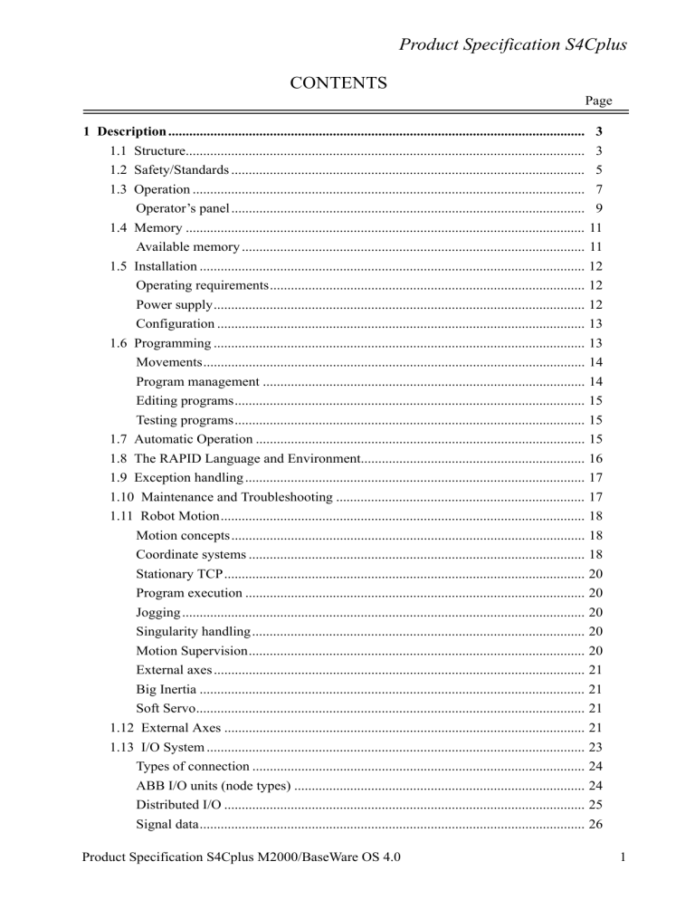 Product Specification S4Cplus CONTENTS | Manualzz
