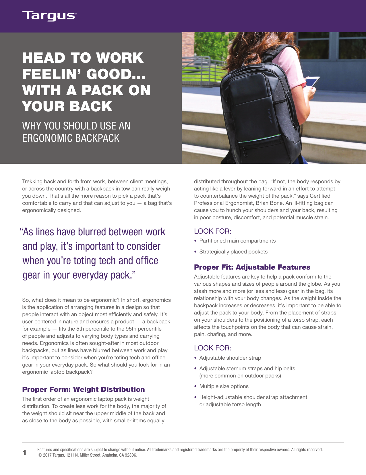 ergonomic backpack for work