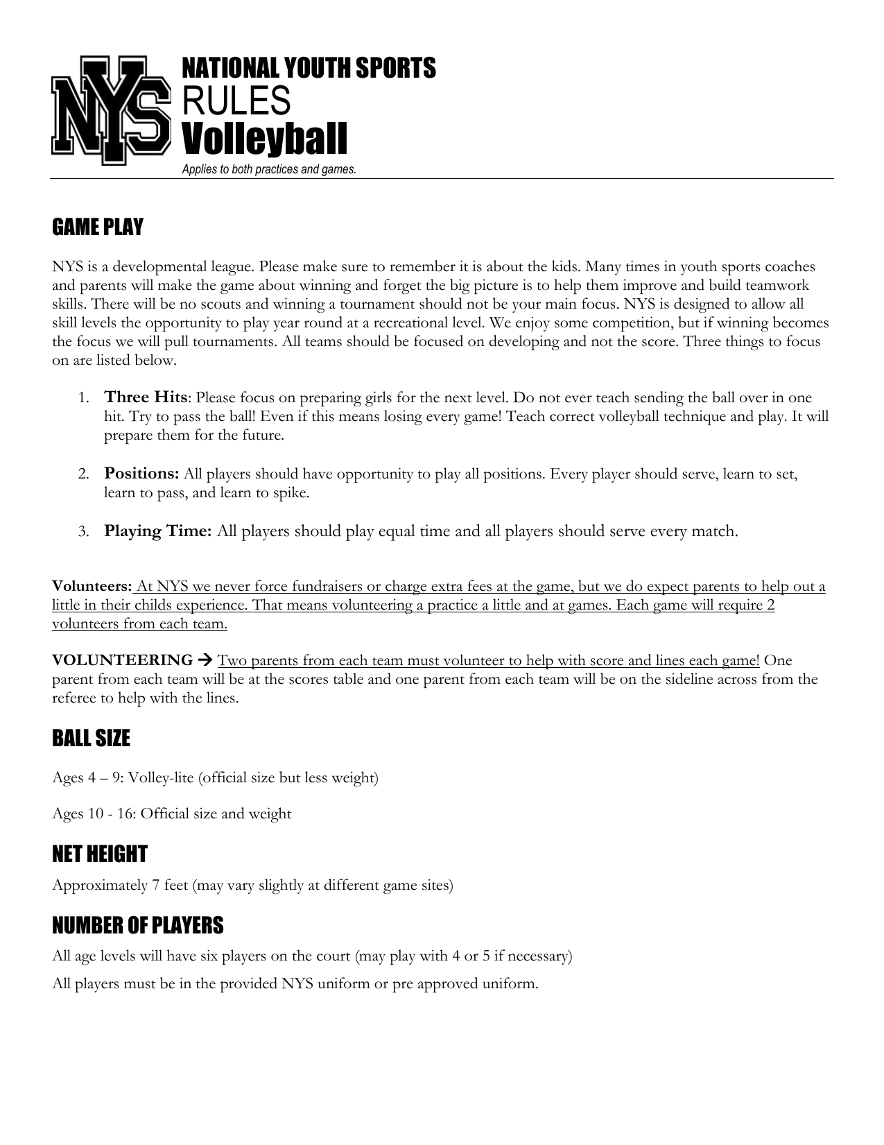 5 rules of volleyball