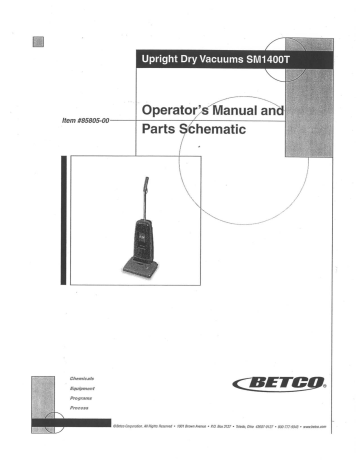 BETCO SM1400T Dry Vacuum Owner's Manual | Manualzz