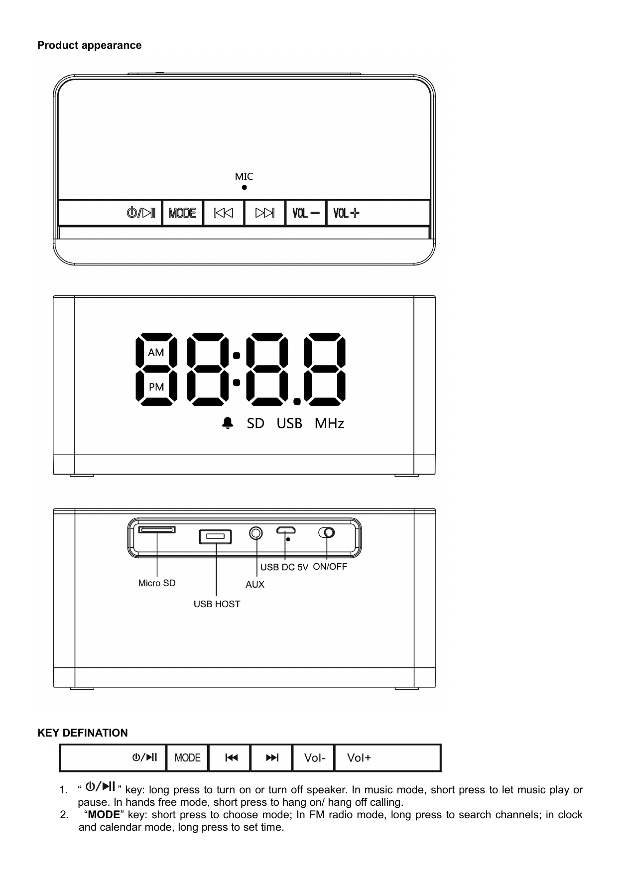 Key Long Press To Turn On Or Turn Off Speaker In Music Manualzz