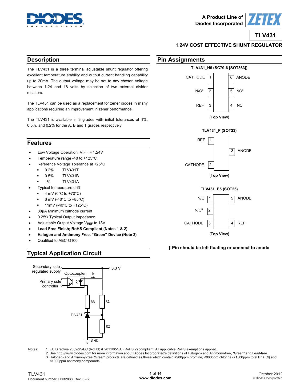 TLV431 Description Features Typical Application Circuit Pin | Manualzz