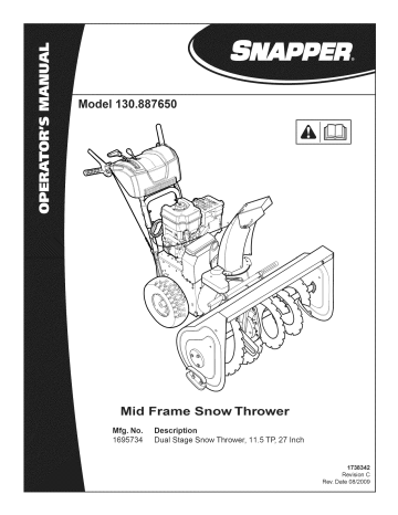 Snapper 130887650 Snow Thrower Owner's Manual | Manualzz