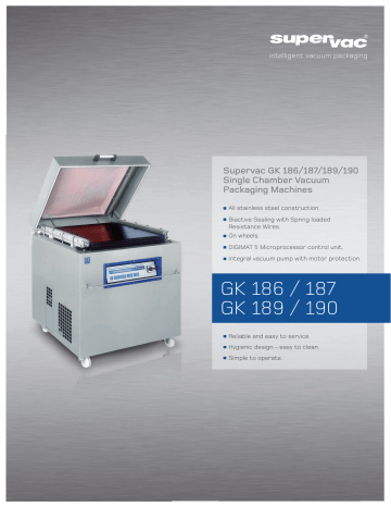 Supervac GK 186/187/189/190 Vacuum Packaging Machine Brochure | Manualzz