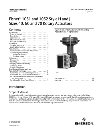 Fisher™ 1051 and 1052 Style H and J Sizes 40, 60 and 70 Rotary | Manualzz