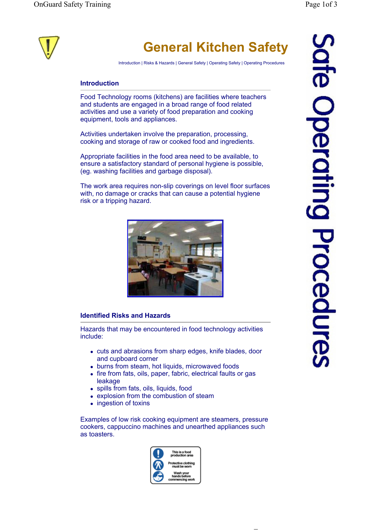 General Kitchen Safety Onguard Training