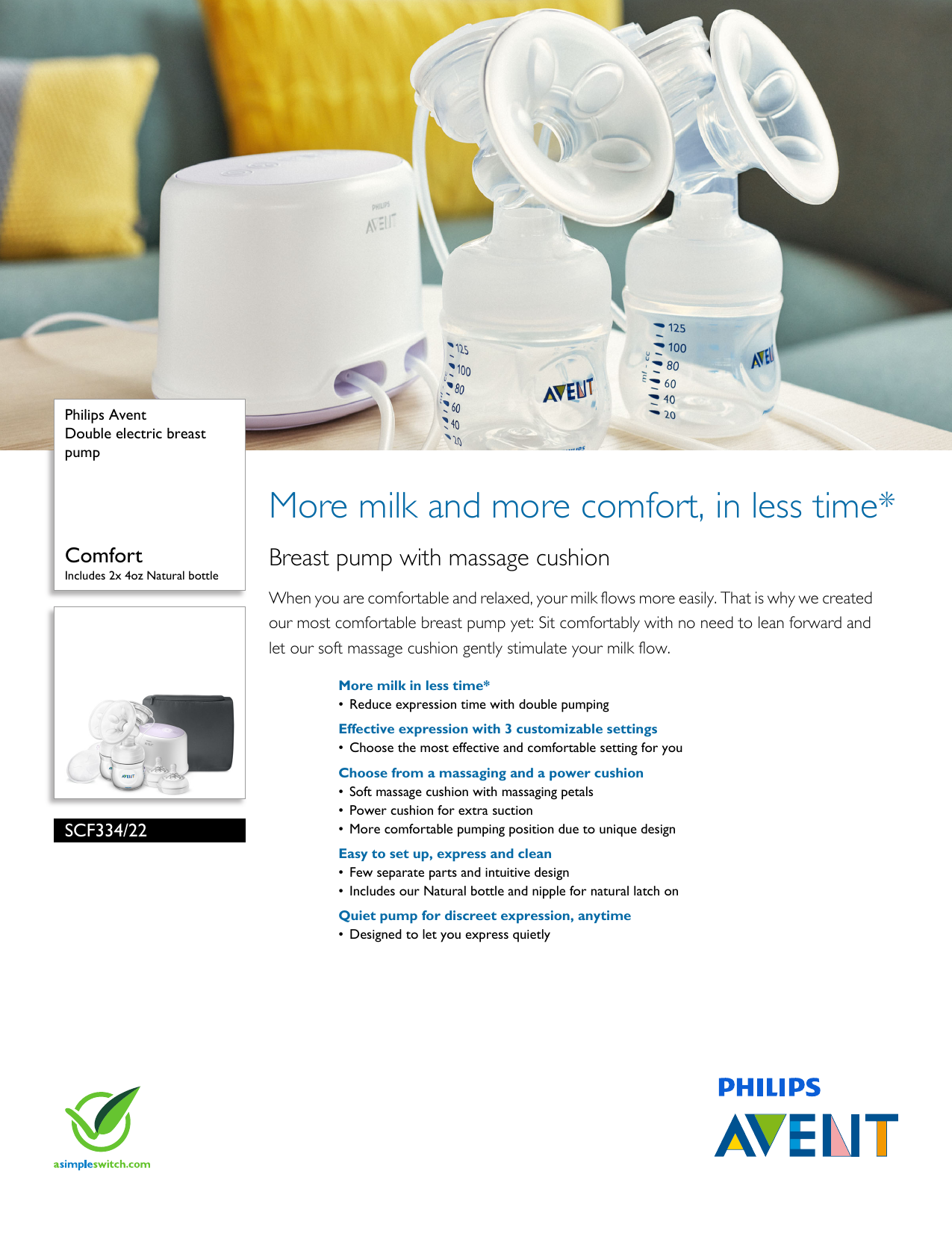 Scf334 22 Philips Double Electric Breast Pump Manualzz