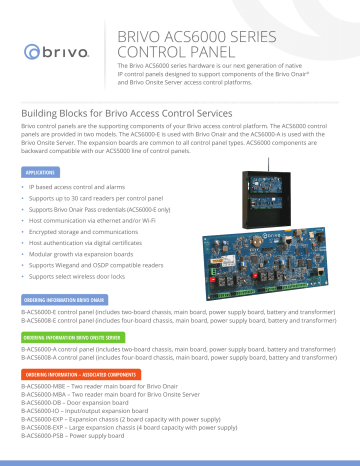 BRIVO ACS6000 SERIES CONTROL PANEL | Manualzz