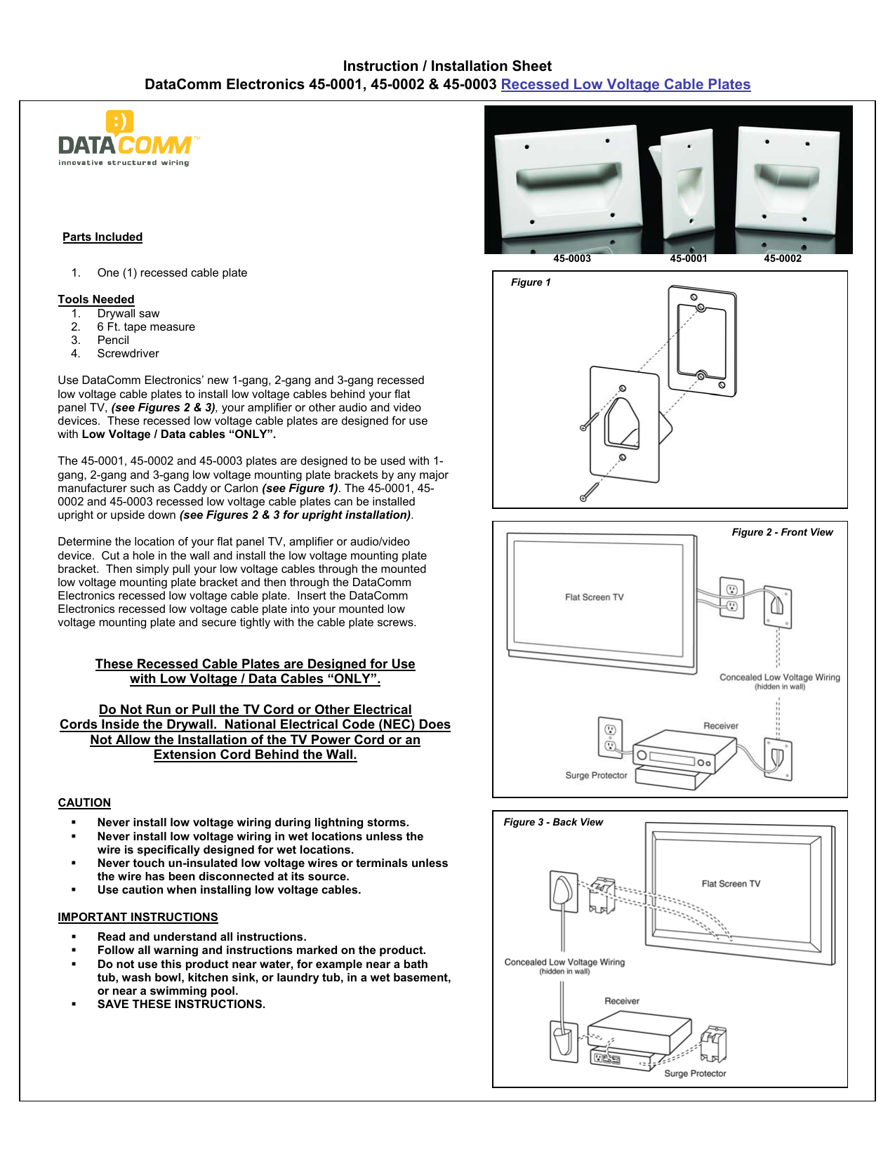 Datacomm Electronics Cable Accessories Installation Manualzz