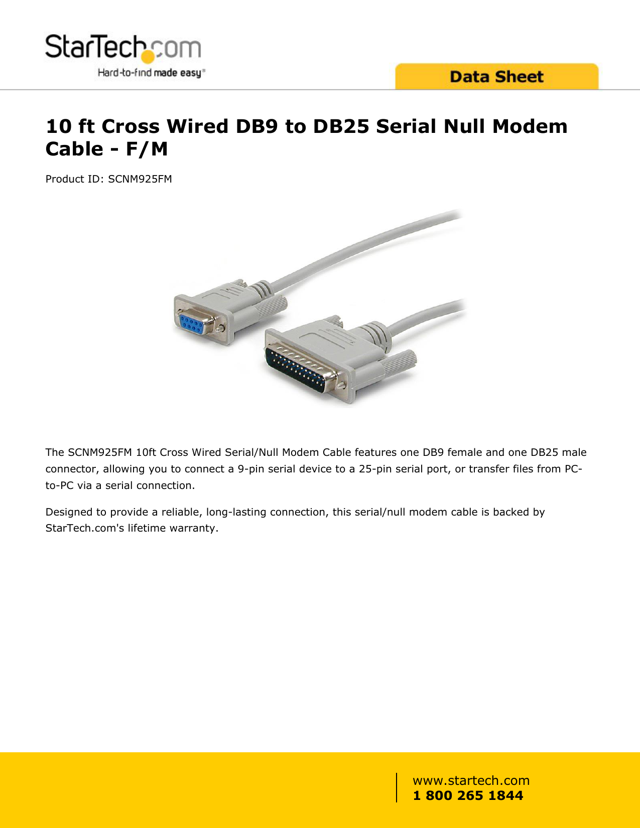 Your Cable Store 25 Foot DB9 9 Pin Serial Port Null Modem Cable Female Female