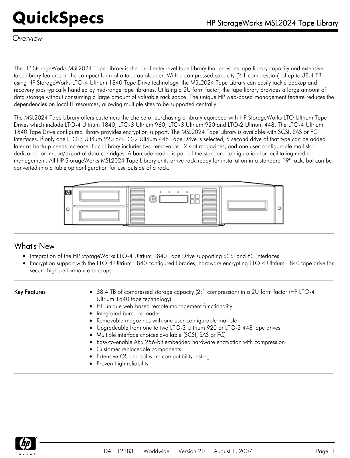 HP StorageWorks MSL2024 Tape Library Manualzz