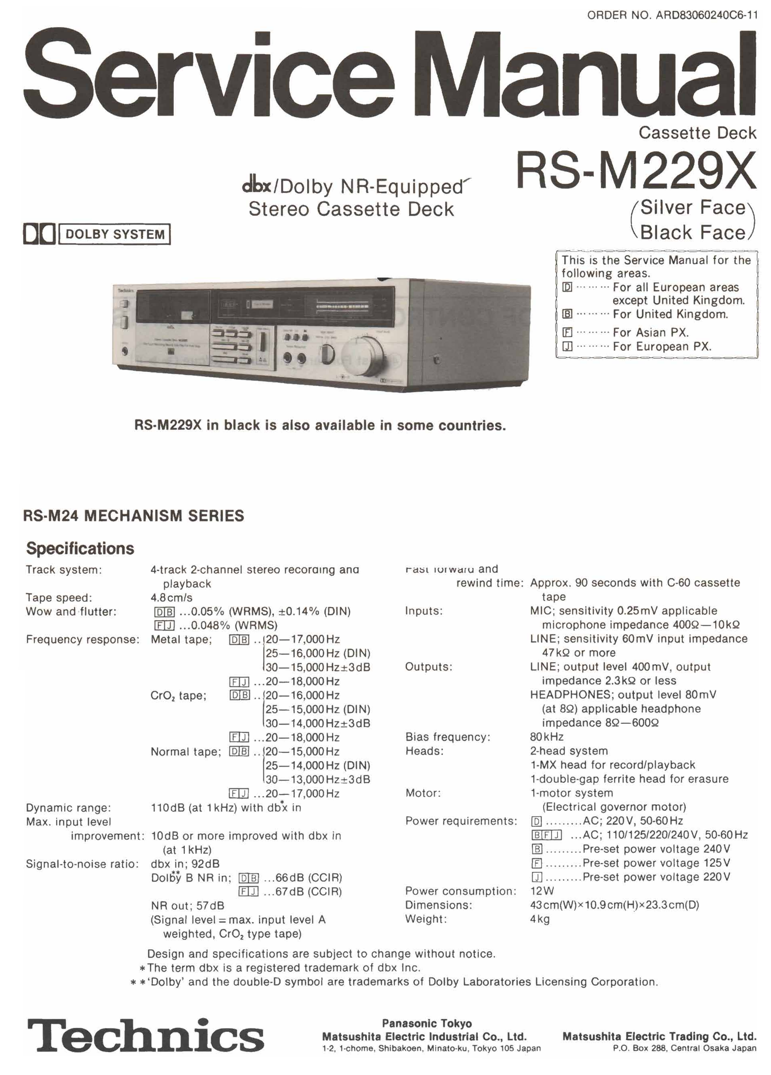 Technics Rs M 229 X Service Manual Manualzz