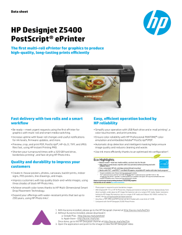 HP Designjet Z5400 PostScript® ePrinter 