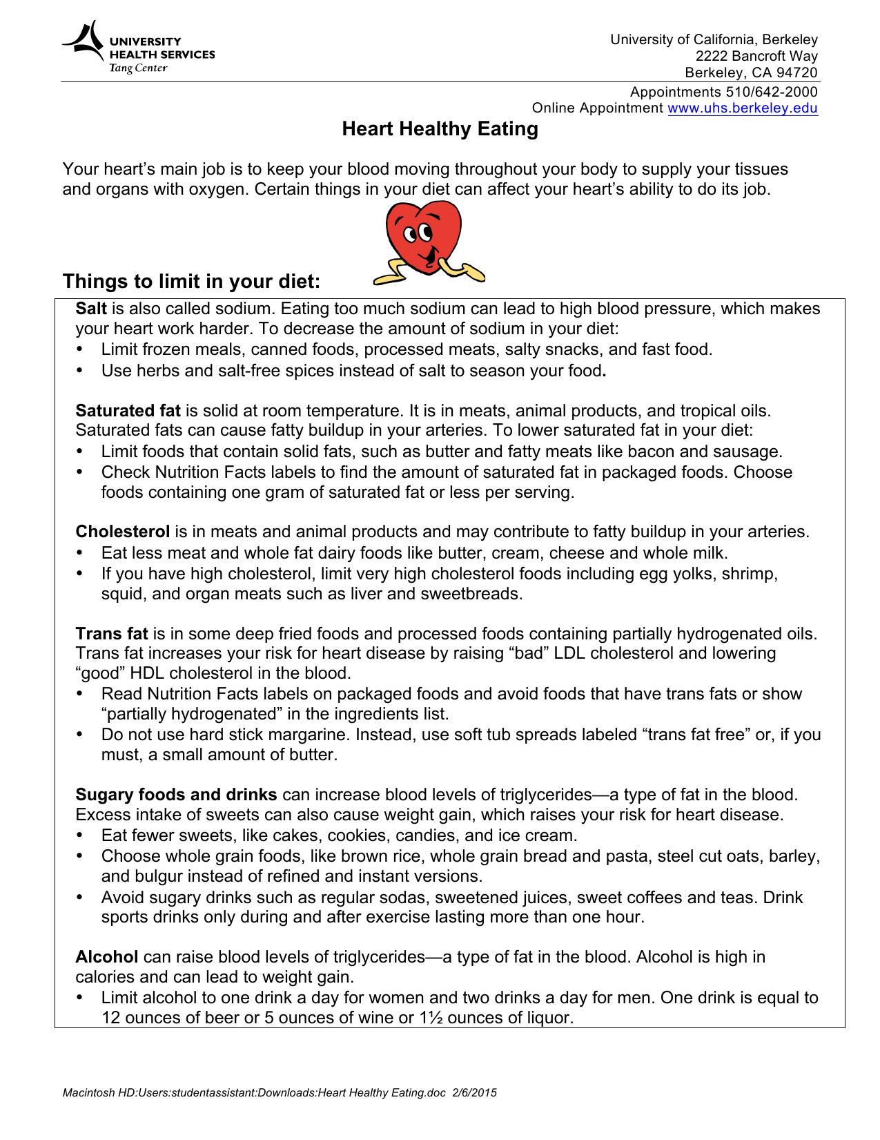 Heart Healthy Eating Things To Limit In Your Diet Manualzz Com