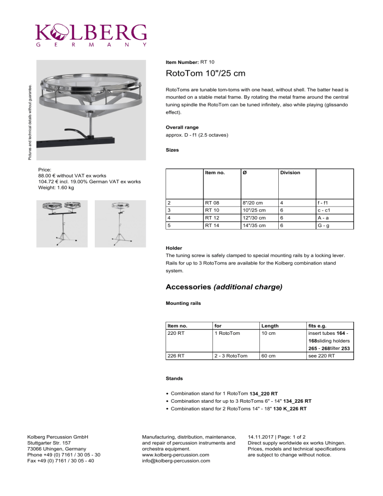 Rototom 10 25 Cm Kolberg Percussion Manualzz