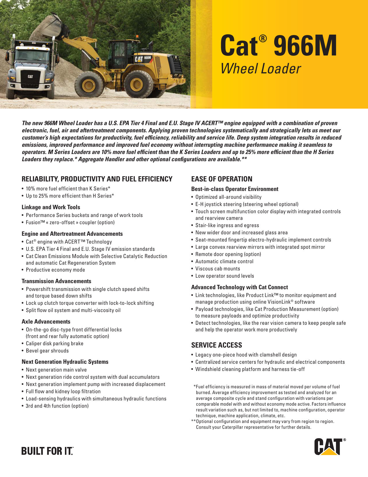 Key Features For Cat 966m Wheel Loader Aexq0989 Manualzz