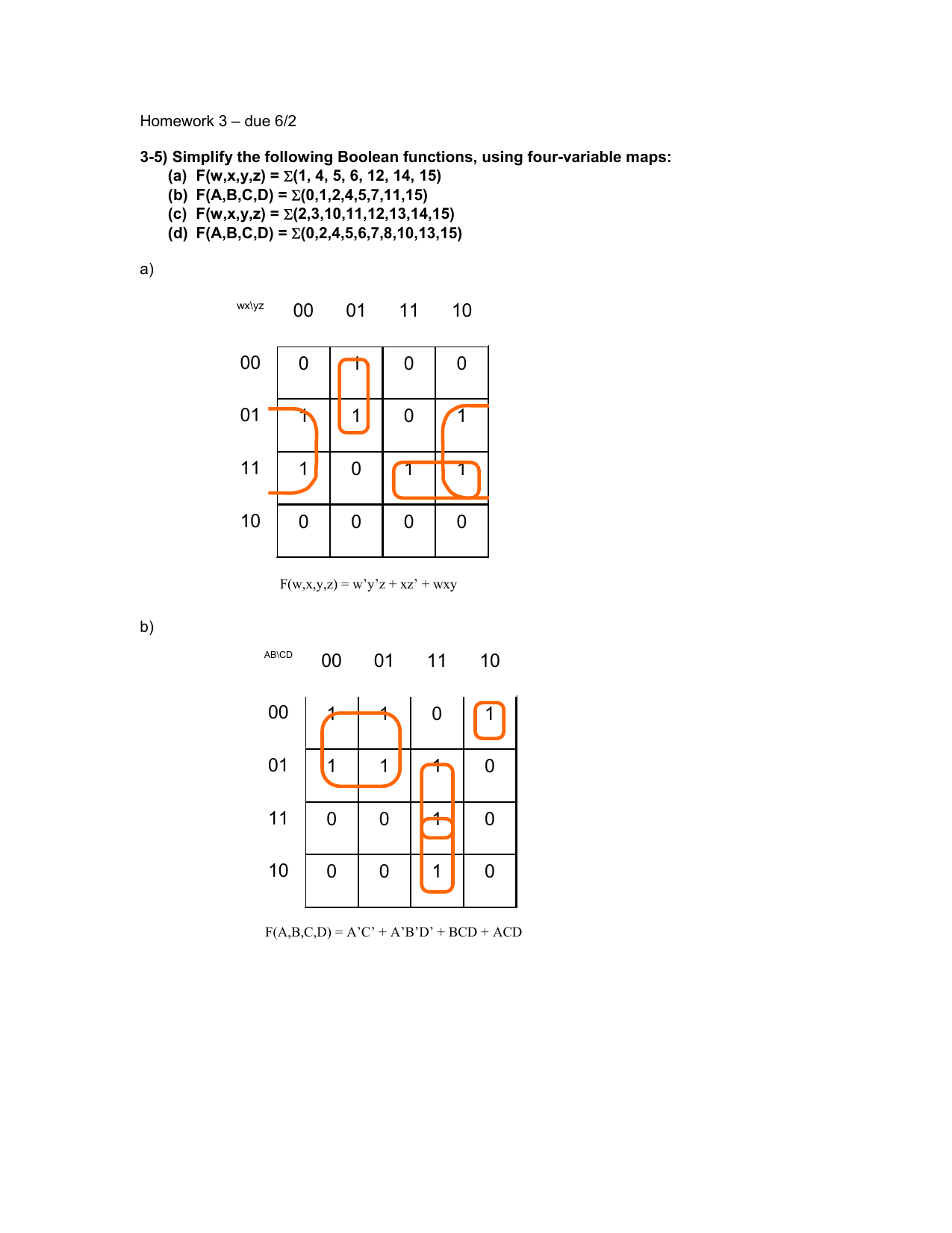 Due 6 2 3 5 Simplify The Following Boolean Functions Using Four Manualzz