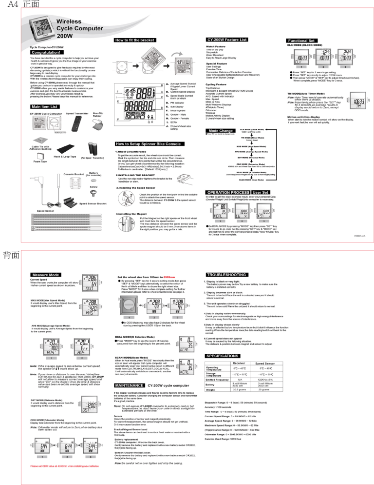 Page 1 Wireless Cycle Computer ow Cycle Computer Cy Manualzz