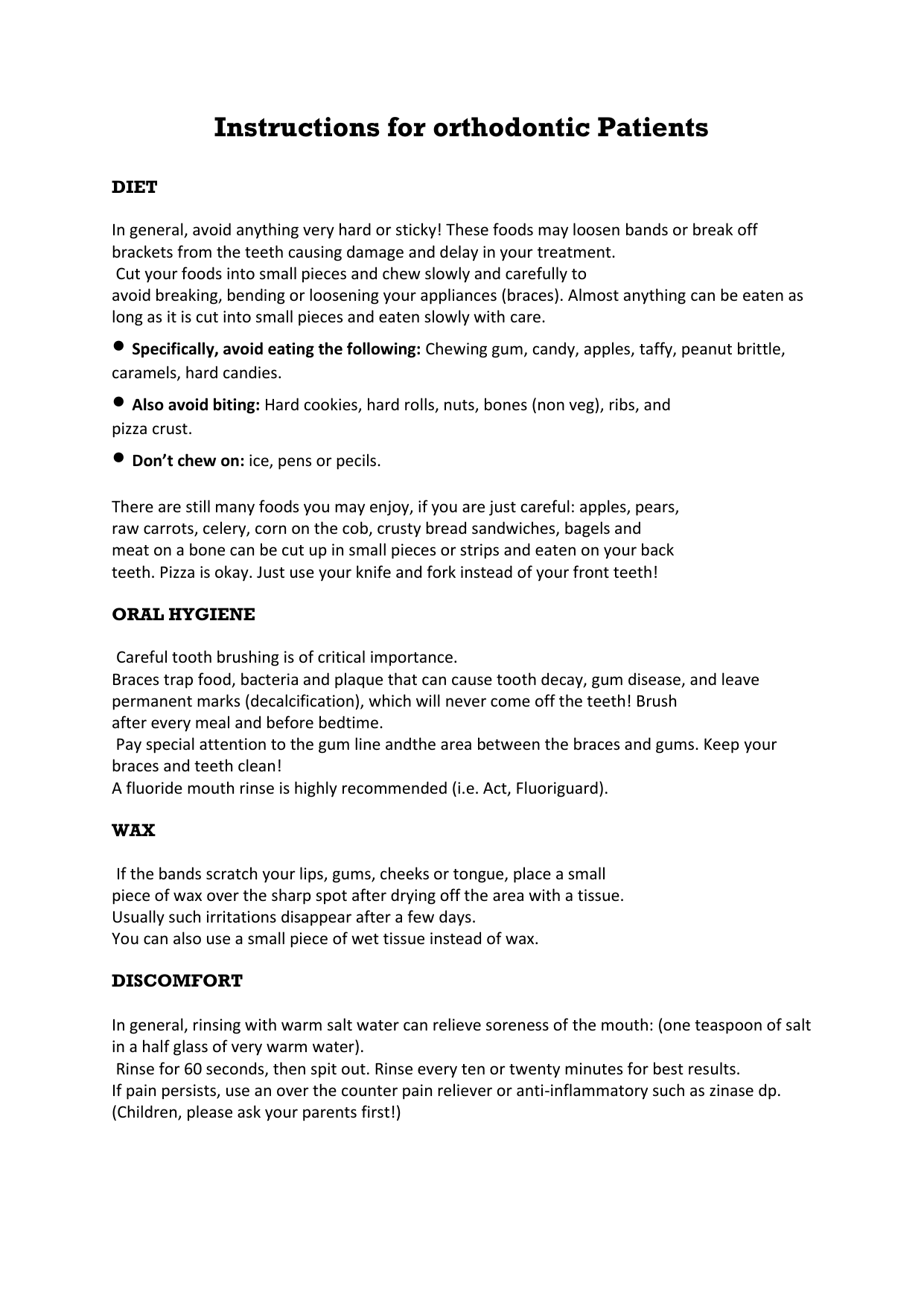 Instructions for orthodontic Patients Manualzz