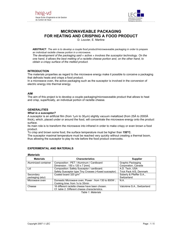 Microwaveable Packaging For Heating And Crisping Lec Heig Vd Manualzz