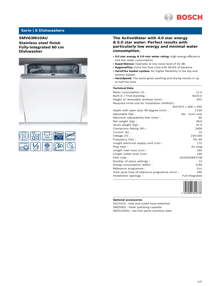 Manual For Bosch Silence Plus Dishwasher