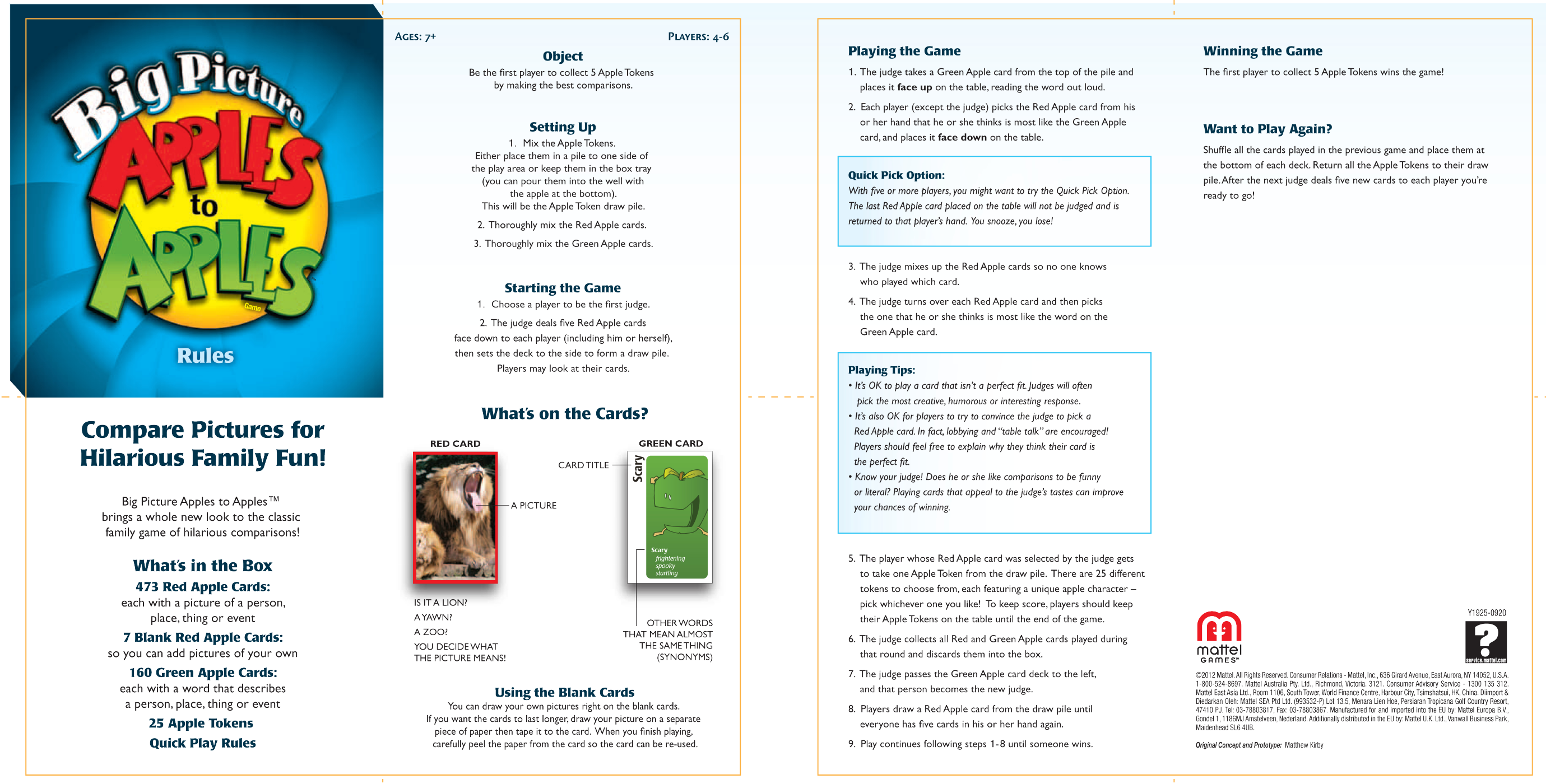 Mattel Games Apples To Apples Freestyle Game *New* Board & Traditional