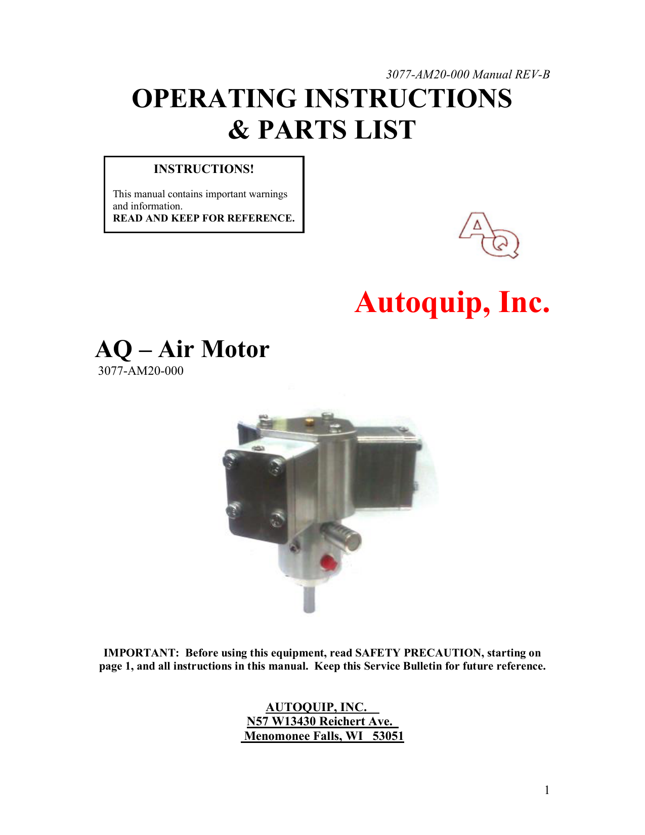 Autoquip, Inc. | Manualzz