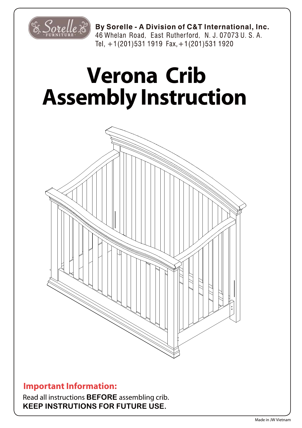 sorelle tuscany crib hardware