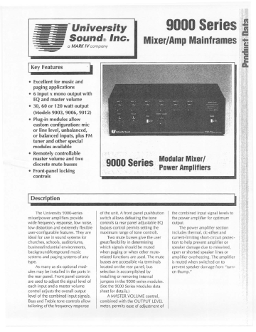 Electro-Voice 9000 Series Data Sheet | Manualzz