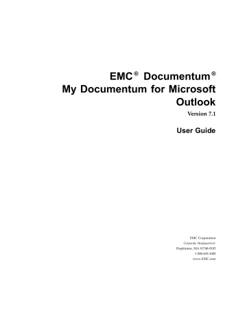 EMC Documentum My Documentum for Microsoft Outlook 7.1 User | Manualzz
