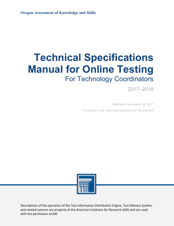 Technical Specifications Manual 