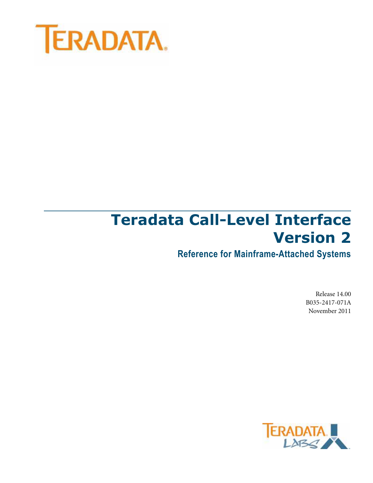 Teradata Call Level Interface Version 2 Reference For Mainframe Manualzz
