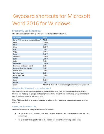 mac how to change keyboard shortcuts in word 2016
