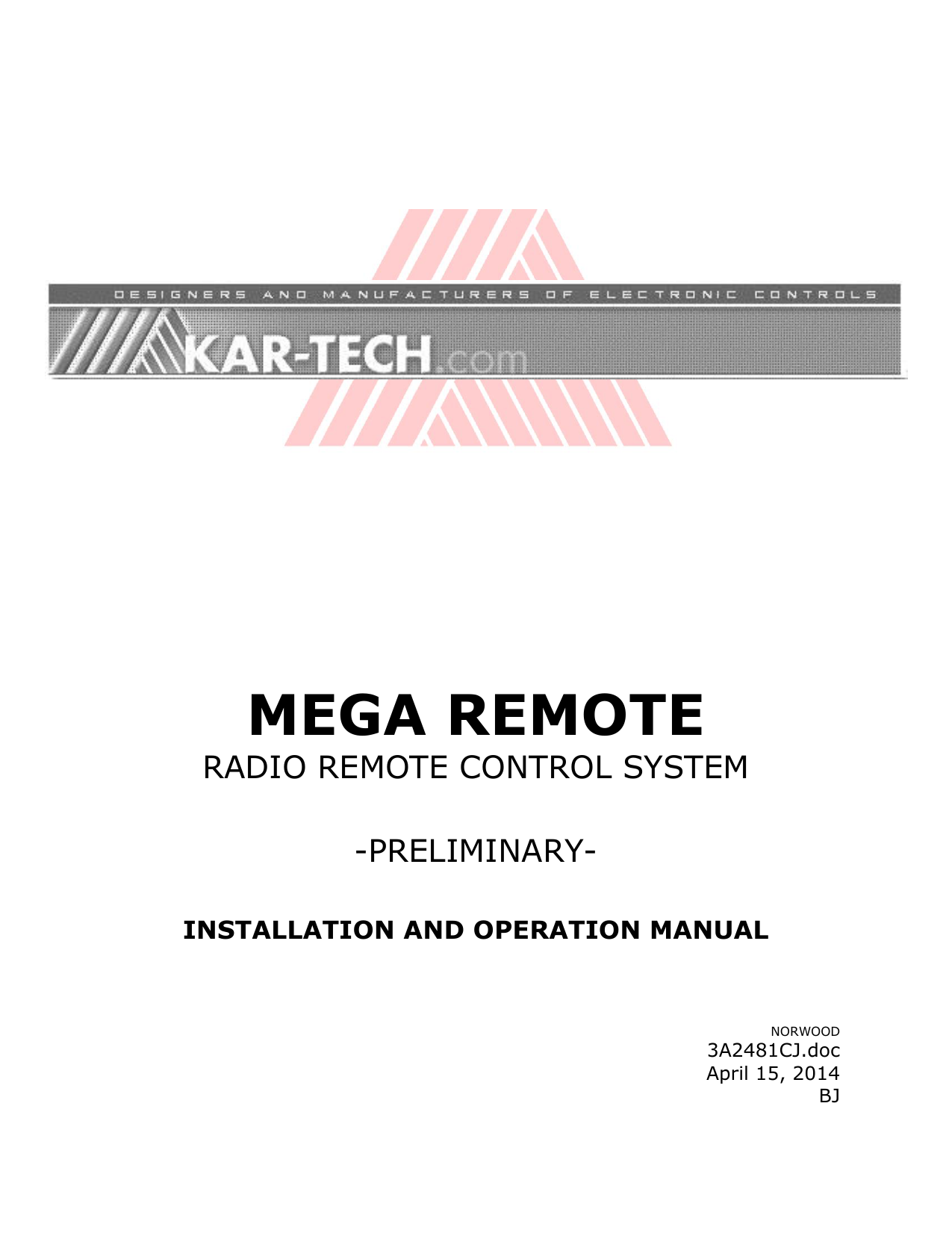 Kar-Tech Radio Remote Manual | Manualzz