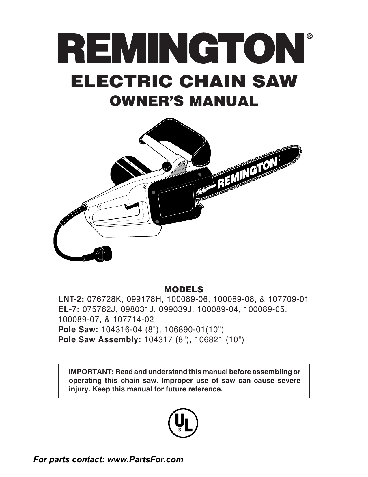 Power Chain инструкция. See owner manual for additional.