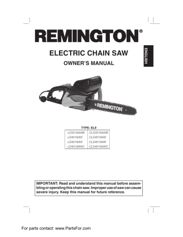 cld3516awb Remington Chainsaw parts manual for | Manualzz