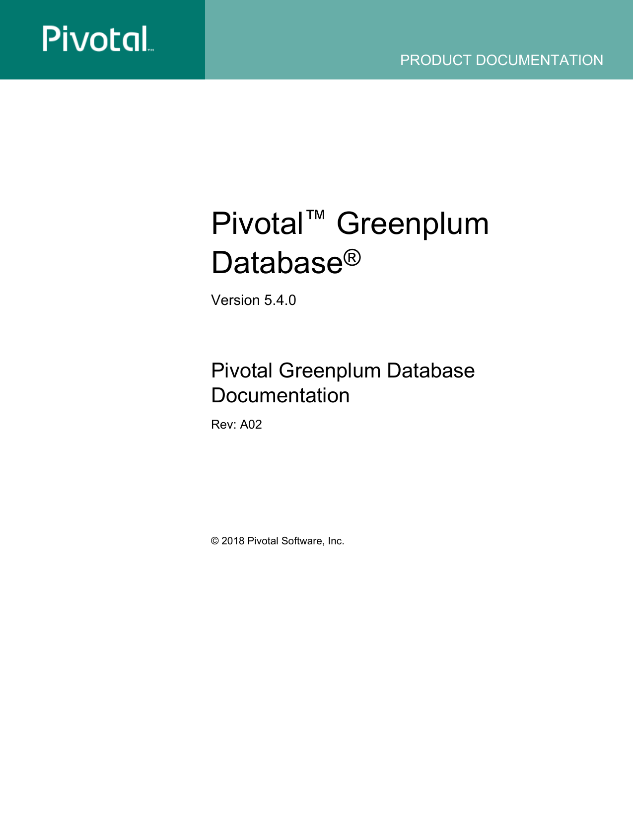 Version 5.4.0 Pivotal Greenplum Documentation Manualzz