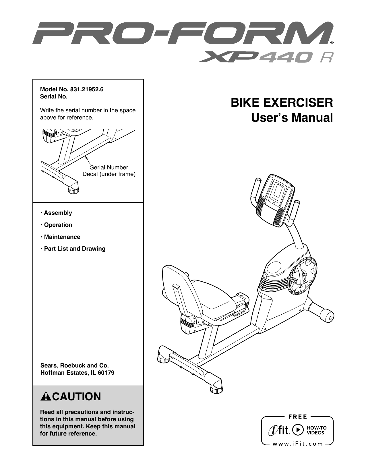 Pro-Form XP 440 R User manual | Manualzz