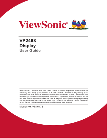 ViewSonic VP2468 H2-S MONITOR User guide | Manualzz
