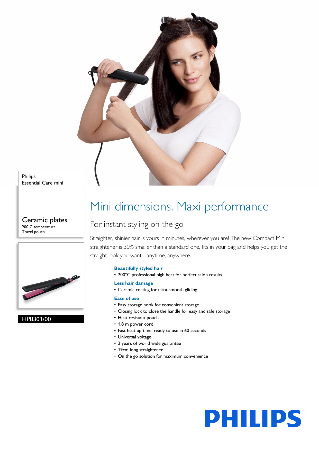 mini hair straightener philips